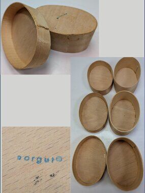 Vintage Bentwood Oval Trinket Box Set Lot of 3 Small Wooden Storage Containers
